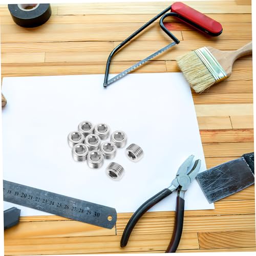 LALAFINA 10 Stück Teiliges Gewindeeinsatz Rohrstopfen aus Robustem Eisen mit Sechskantigem Kopf und Zuverlässige Abdichtung Schnell zu Installieren für Pneumatik Hydrauliksysteme von LALAFINA