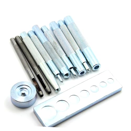 LALAFINA 11 Stück Teiliges Druckknopfwerkzeug aus Solidem Metall mit Universalem Nietsetzer Sockel Extra Lange Griffe für Komfortable Handhabung Geeignet für Lochstanzen und Befestigen von von LALAFINA