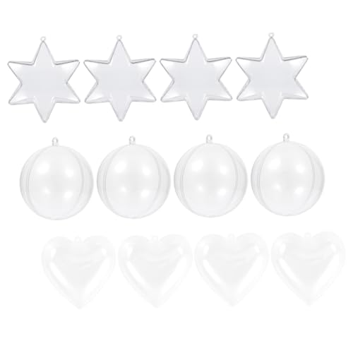 LALAFINA 15 Stück Teiliges Transparentes Weihnachtskugel Set Kunststoff Bruchsichere DIY Deko Kugeln Herz Kreis und Sternform zum Befüllen und Basteln für Weihnachten Partys und LALAFINA 15 Stück Teiliges Transparentes Weihnachtskugel Set Kunststoff Bruchsichere DIY Deko Kugeln Herz Kreis und Sternform zum Befüllen und Basteln für Weihnachten Partys und von LALAFINA