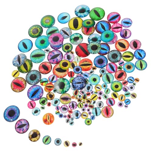 LALAFINA 160 Stück Glasaugen Cabochons Bunte Drachenaugen für DIY Schmuck Tonpuppen Skulpturen Bastelprojekte für Amigurumi Stofftiere von LALAFINA