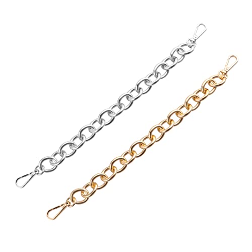 LALAFINA 2 Stück Kettenriemen für Handtaschen Lange Aluminiumkette mit O Ringen und Schnallen Leicht Strapazierfähig für DIY Taschen Gold Silber von LALAFINA