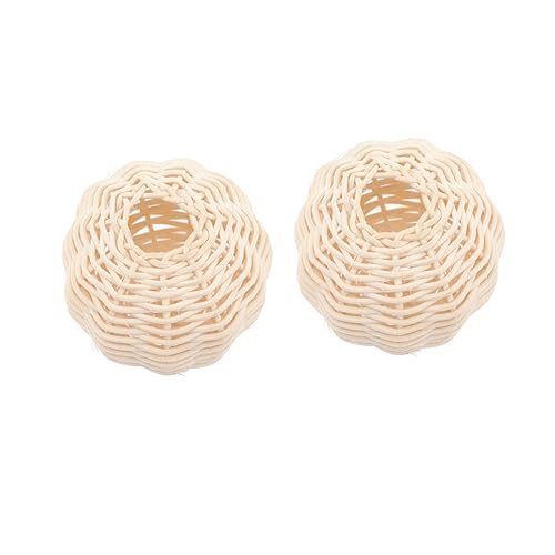 LALAFINA 2 Stück Rattan Lampenschirm Geflochtenes Naturfasermodell Staubgeschützt Langlebig und Einfach Montierbar Dekorativ für Wohnzimmer Schlafzimmer Arbeitszimmer und Kinderzimmer von LALAFINA