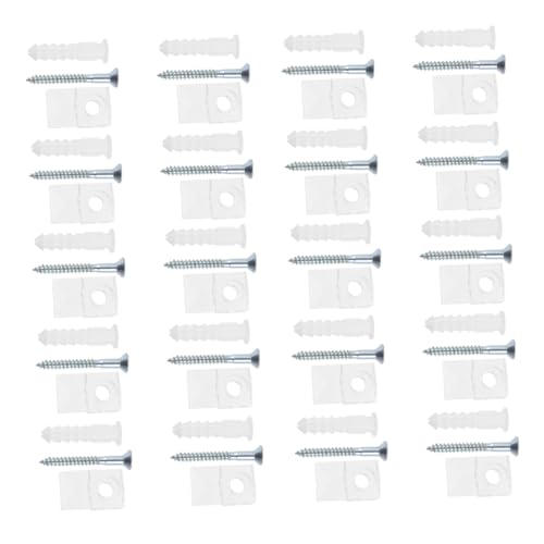 LALAFINA 20 Sätze Teiliges Transparenter Langlebiger Glashalter Clips für Spiegelbefestigung ohne Bohren Halterungen für Glas Spiegel und Schrankmontage Einfache Schraubinstallation von LALAFINA