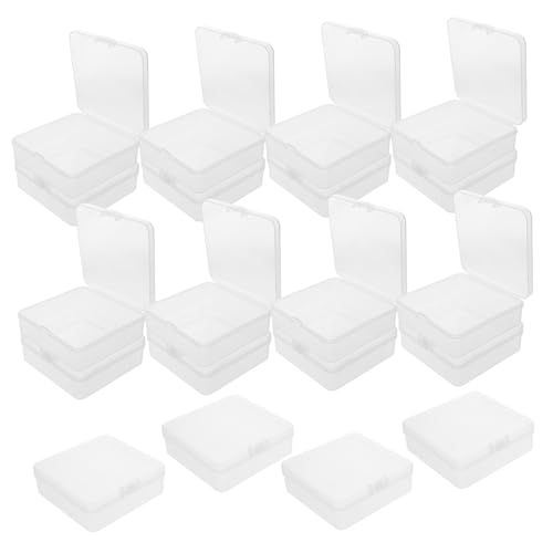 LALAFINA 20stücke Quadratische Aufbewahrungsbox Aus Kunststoff Mit Klappdeckel Für Visitenkarten Und Spielkarten Transparente Kleine Plastikbox Mit Deckel Für Kartenorganizer Und von LALAFINA