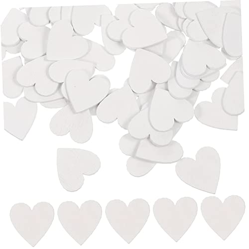 LALAFINA 200 Stück Hochzeit Dekorative Holzstücke Herzhandwerk Dekoration Scheiben Kunsthandwerk Herzform Orament Geformt Bastelmaterial Holzspäne Für DIY Herzförmige Holzspäne Weiß von LALAFINA