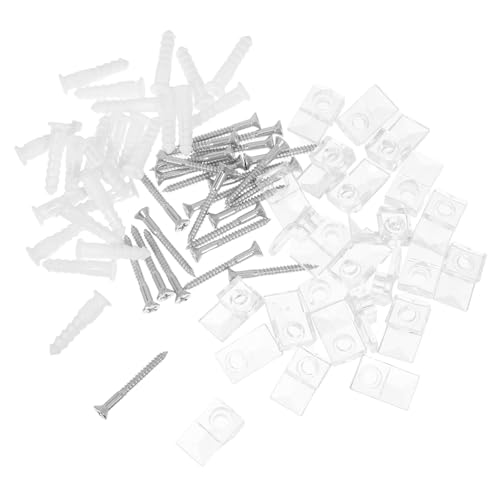 LALAFINA 25 Stück Kleiderspiegel -Fixierungsclip Schrankglasspiegelhalter Glashalter für Schränke Schrank Glashalter Glastürclip Clips-Kit für Spiegelhalter Glasclips Plastik Transparent von LALAFINA