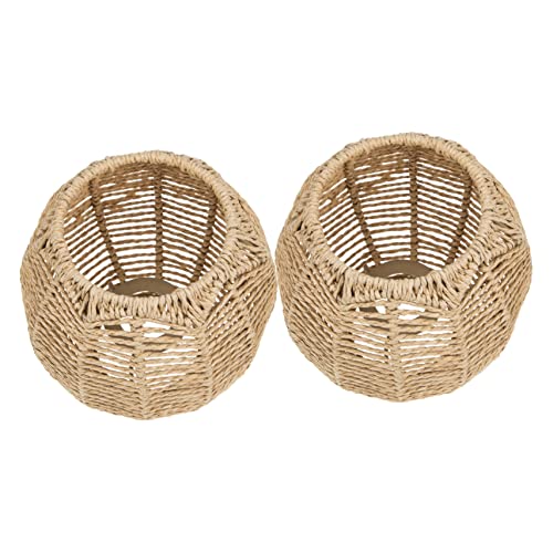 LALAFINA 2Stücke Rattan Lampenschirm für Pendelleuchte Gewebte Hängelampe Dekorativer Lampenschirm für Esszimmer und Wohnzimmer Installieren Einzigartiges Design von LALAFINA