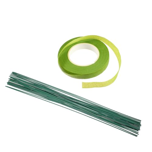LALAFINA 30 Stück Teiliges Grüne Blumendrahtstiele aus Dickem mit Grünem Floristenband Flexible Basteldrähte für DIY Blumenarrangements Hochzeit Handwerk und Dekoration von LALAFINA