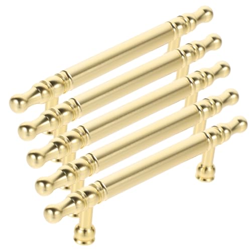 LALAFINA 5 Stück Teiliges Goldfarbene Küchenschrankgriffe Robustem Material Einfache Montage Ergonomisch Geformte Schubladengriffe für Schrank Kommode und Möbel im Wohn und von LALAFINA