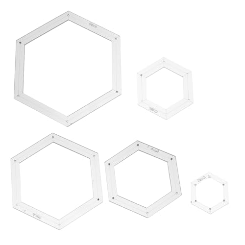 LALAFINA 5 Stück Teiliges Hexagon Quiltlineal aus Robustem Acryl Vielseitige Patchwork-schablonen in Verschiedenen Leichtes Tragbares Nähzubehör für Präzises Quilten und Diy-nähprojekte von LALAFINA