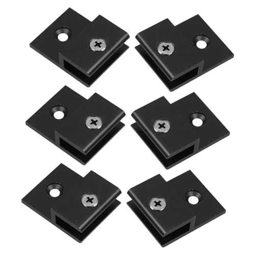 LALAFINA 6 Stück Alu Glasfixierungsklemmen Wandmontierte Clips für Spiegel und Verstellbare Halterungen Aluminiumlegierung Schwarz für Dickglas von LALAFINA