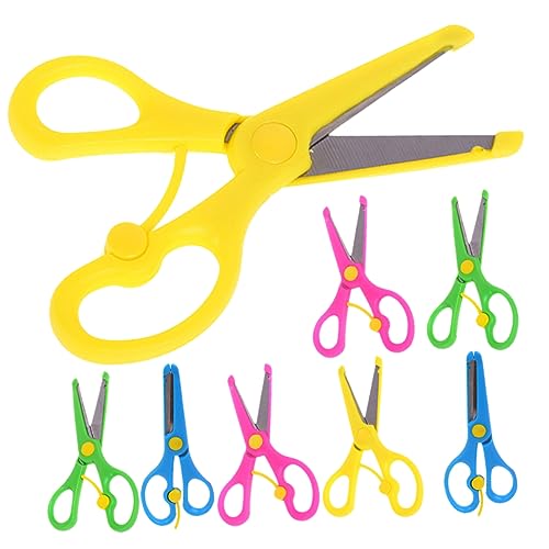 LALAFINA 8 Stück Teiliges Scheren für Diy mit Ergonomischem Griff Sichere Bastelscheren Rot Grün Blau und Gelb für Scrapbooking Schulbedarf und Bastelarbeiten von LALAFINA