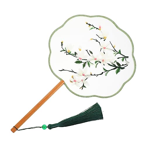 LALAFINA Doppelseitiger Bestickter Runder Fächer Seide mit Quaste Chinesischer Handfächer für Hochzeiten Tanz und Dekoration Leicht und Handlich mit Elegantem Design für Kunstfotografie und von LALAFINA