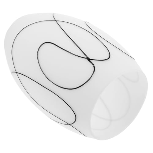LALAFINA Ersatz Glas Lampenschirm Milchglas Oval mit Schwarzer Linie Dekorativer Lampenschirm für Pendelleuchte für Wohnzimmer Schlafzimmer Flur Beleuchtung von LALAFINA