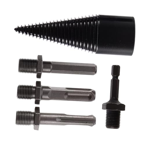 LALAFINA Hochfester Holzspalter bohrersatz aus Kohlenstoffstahl mit Austauschbaren Griffen Verschleißfest Stoßfest Konischer Bohrer für Brennholz Geeignet für Walnuss und Platane von LALAFINA