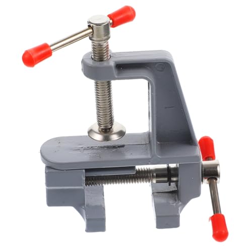 LALAFINA Mini Tischschraubstock zum Anklemmen Kompakter Leichter Flat Table Vise aus Aluminiumlegierung für Holz Schmuck Modellbau DIY Bastelarbeiten Tragbarer Schraubstock G Silber von LALAFINA