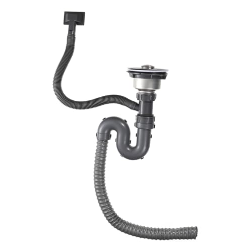 LALAFINA Siphon Waschbecken Ablaufset Edelstahl Flexibler S form Ablaufrohr Korrosionsbeständig Hochtemperaturbeständig Einfache Montage Für Einzeln Spülbecken und Badezimmer Geeignet von LALAFINA