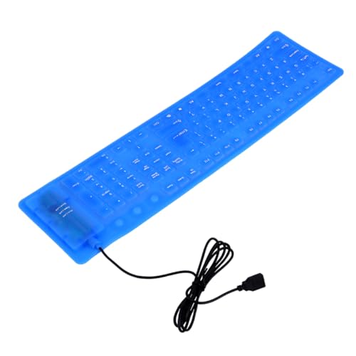 LALAFINA Ultra Dünnes Silikon Tastatur Tasten Geräuschloses USB Kabel für Büro Zuhause und Schule Blau von LALAFINA