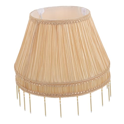 LALAFINA Vintage Stoff Lampenschirm für Steh und Tischlampen Apricotfarben Fassung Lichtschützender Praktischer Lampenzubehör für Wohnzimmer Schlafzimmer Büro Einfache Montage von LALAFINA