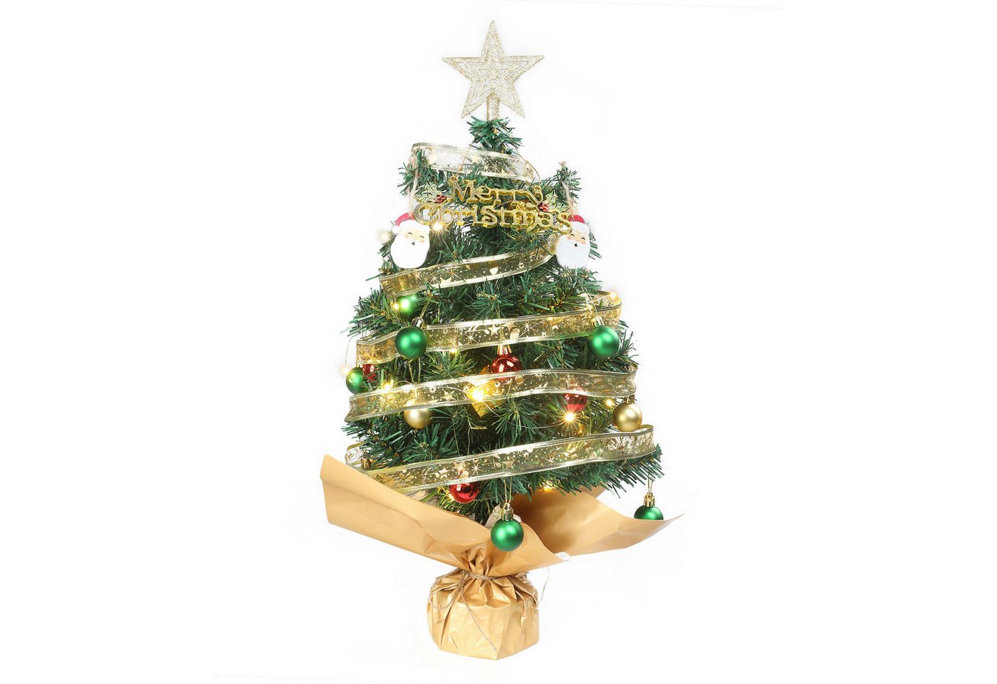 LALAHO Künstlicher Weihnachtsbaum 60cm Tisch-Weihnachtsbaum mit 30 warmweißen LEDs, Mini Künstlicher Tannenbaum 70 Zweige mit Ornamenten, für Indoor LALAHO Künstlicher Weihnachtsbaum 60cm Tisch-Weihnachtsbaum mit 30 warmweißen LEDs, Mini Künstlicher Tannenbaum 70 Zweige mit Ornamenten, für Indoor von LALAHO