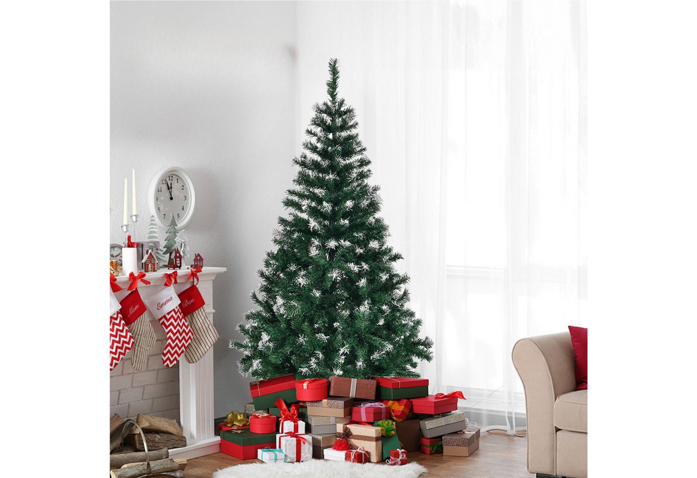 LALAHO Künstlicher Weihnachtsbaum Künstlicher Tannenbaum mit Schnee, 120cm mit 300 Spitzen PVC, für Weihnachten-Dekoration LALAHO Künstlicher Weihnachtsbaum Künstlicher Tannenbaum mit Schnee, 120cm mit 300 Spitzen PVC, für Weihnachten-Dekoration von LALAHO