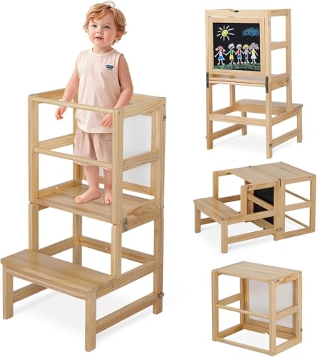 LALAHO Lernturm ab 1 Jahr,Tritthocker Holz,Lernturm Klappbar mit rutschfeste Matte,Montessori Inspiriert,Für Küche & Bad(Natur) LALAHO Lernturm ab 1 Jahr,Tritthocker Holz,Lernturm Klappbar mit rutschfeste Matte,Montessori Inspiriert,Für Küche & Bad(Natur) von LALAHO