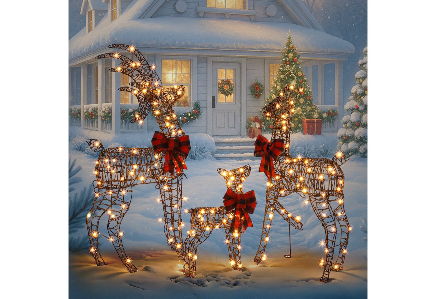 LALAHO Weihnachtsfigur 3-teiliges LED Rentier Familie Weihnachtsbeleuchtung, mit 210 LEDs, Rentier Weihnachten Deko für Außen und Innen LALAHO Weihnachtsfigur 3-teiliges LED Rentier Familie Weihnachtsbeleuchtung, mit 210 LEDs, Rentier Weihnachten Deko für Außen und Innen von LALAHO