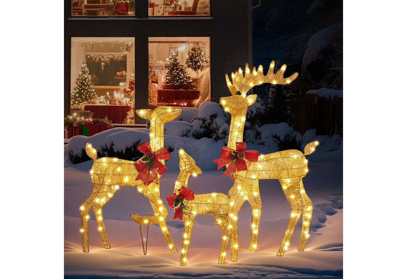LALAHO Weihnachtsfigur 3-teiliges LED Rentier Familie Weihnachtsbeleuchtung, mit 270 LEDs, Rentier Weihnachten Deko für Außen und Innen LALAHO Weihnachtsfigur 3-teiliges LED Rentier Familie Weihnachtsbeleuchtung, mit 270 LEDs, Rentier Weihnachten Deko für Außen und Innen von LALAHO
