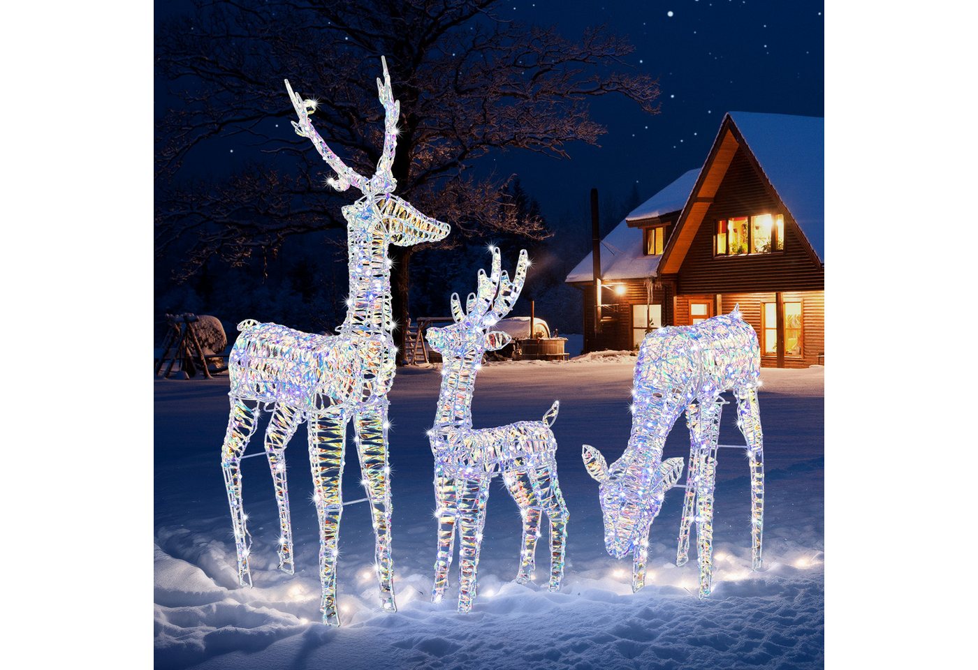 LALAHO Weihnachtsfigur 3-tlg. LED Rentier Familie Weihnachtsbeleuchtung, mit 270 LEDs, Rentier Weihnachten Deko für Außen und Innen LALAHO Weihnachtsfigur 3-tlg. LED Rentier Familie Weihnachtsbeleuchtung, mit 270 LEDs, Rentier Weihnachten Deko für Außen und Innen von LALAHO