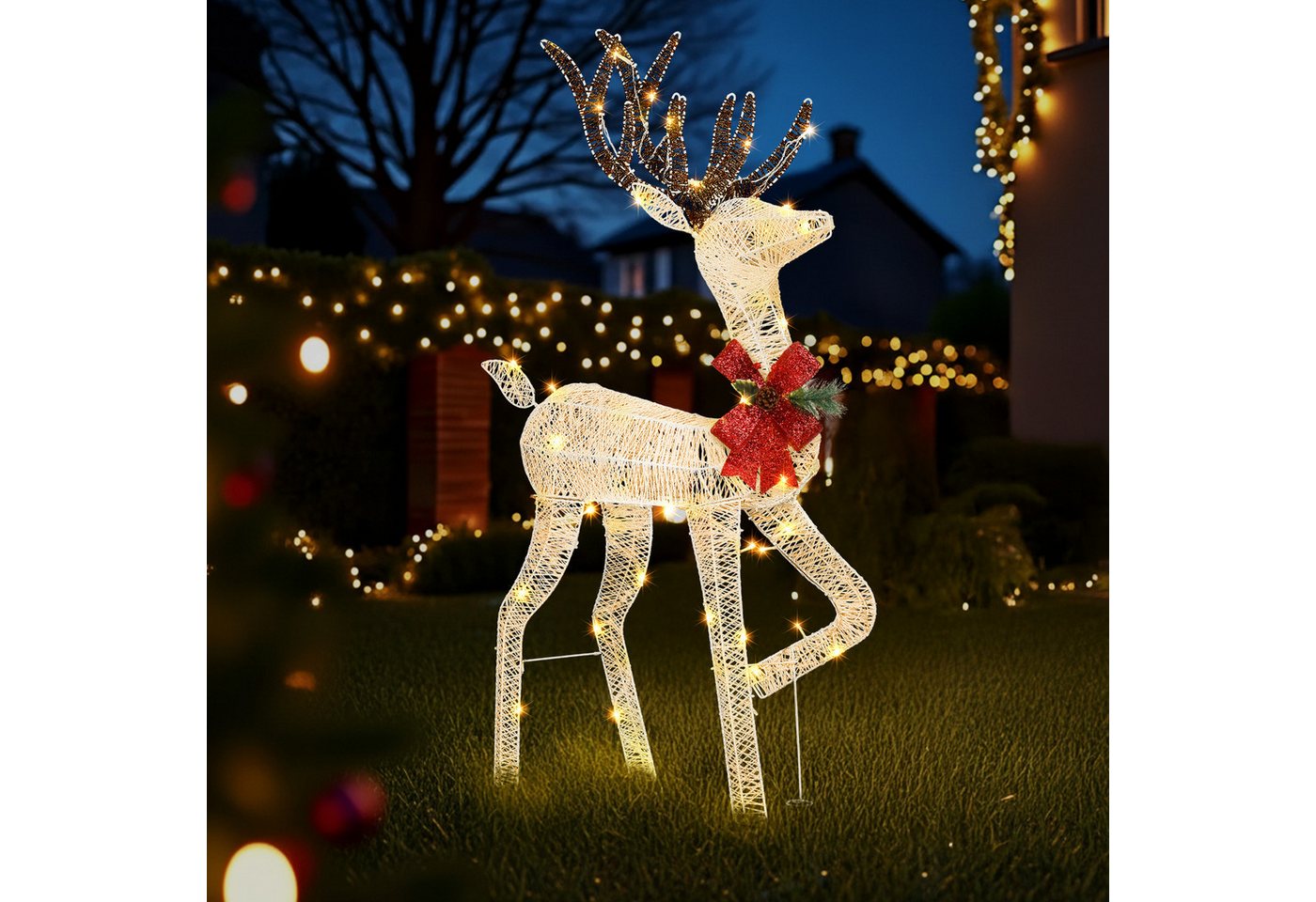 LALAHO Weihnachtsfigur Led Rentier Weihnachtsbeleuchtung, mit 90 LEDs, Rentier Weihnachten Deko für Außen und Innen LALAHO Weihnachtsfigur Led Rentier Weihnachtsbeleuchtung, mit 90 LEDs, Rentier Weihnachten Deko für Außen und Innen von LALAHO