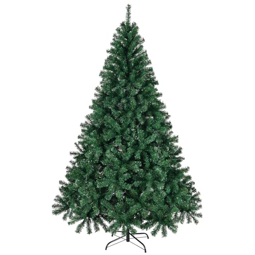 LALAHO künstlicher Weihnachtsbaum 120/150/180/210cm PVC Material Thickened Branches Foldable mit robuster Sockel (Grün, 210cm) von LALAHO