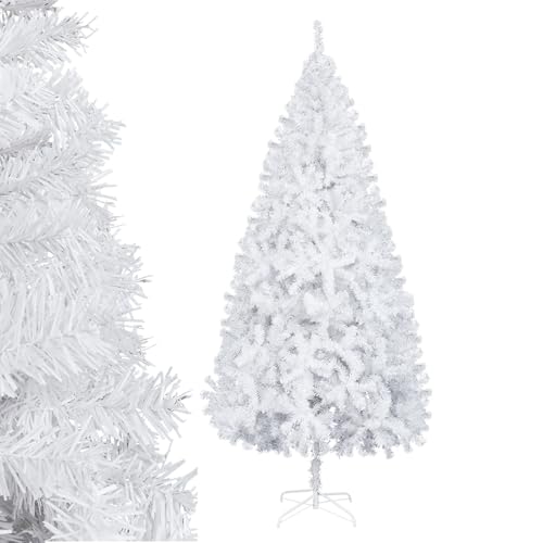 LALAHO künstlicher Weihnachtsbaum 120/150/180/210cm PVC Material Thickened Branches Foldable mit robuster Sockel (Weiß, 180cm) von LALAHO