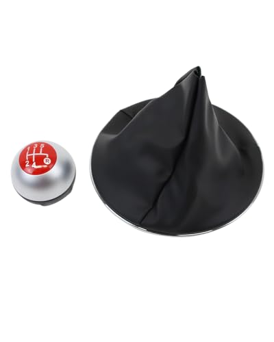 LALAIJDOU Schalthebelabdeckung 5-Gang 6-Gang Plattiert Handball Kompatibel Mit Fiat-500 (5-Gang-Getriebeabdeckung Rot + Silber) von LALAIJDOU