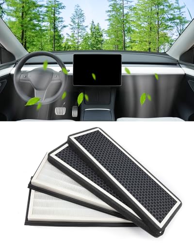 Aktivierter Kabinenluftfilter HEPA N98 für Model y, aktualisierter Luftfilter mit Ersatzaktivkohle, kompatibel mit Tesla Model Y Außenfilter (4 Stück) Aktivierter Kabinenluftfilter HEPA N98 für Model y, aktualisierter Luftfilter mit Ersatzaktivkohle, kompatibel mit Tesla Model Y Außenfilter (4 Stück) von LALAIJDOU