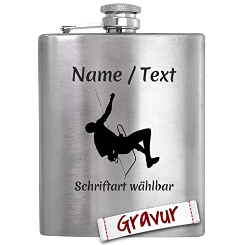 Bergsteiger Geschenk Flachmann Set mit Gravur/Spruch personalisiert, Berge Klettern Geschenke für Herren/Frauen, Geschenkidee zum Geburtstag, Ostern, Weihnachten von LALALO