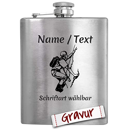 Bergsteiger Geschenk Flachmann Set mit Gravur/Spruch personalisiert, Berge Klettern Geschenke für Herren/Frauen, Geschenkidee zum Geburtstag, Ostern, Weihnachten von LALALO