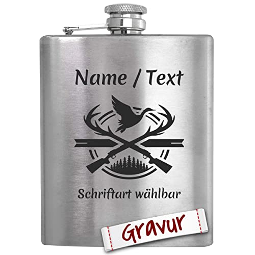 Jäger Geschenk Flachmann mit Gravur/Spruch personalisiert, Jagd Geschenke für Männer/Papa/Opa/Ehemann, Jagdschein Geschenkidee zum Geburtstag, Vatertag, Weihnachten Jäger Geschenk Flachmann mit Gravur/Spruch personalisiert, Jagd Geschenke für Männer/Papa/Opa/Ehemann, Jagdschein Geschenkidee zum Geburtstag, Vatertag, Weihnachten von LALALO