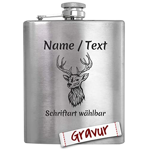 Jäger Geschenk Flachmann mit Gravur/Spruch personalisiert, Jagd Geschenke für Männer/Papa/Opa/Ehemann, Jagdschein Geschenkidee zum Geburtstag, Vatertag, Weihnachten von LALALO
