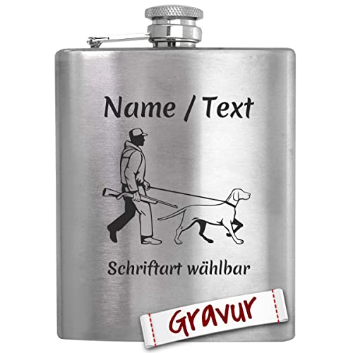 Jäger Geschenk Flachmann mit Gravur/Spruch personalisiert, Jagd Geschenke für Männer/Papa/Opa/Ehemann, Jagdschein Geschenkidee zum Geburtstag, Vatertag, Weihnachten von LALALO