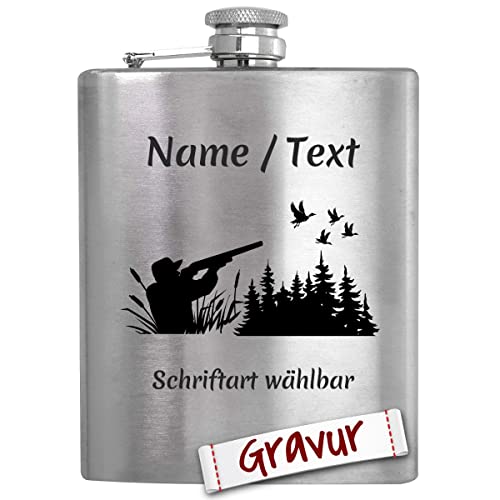 Jäger Geschenk Flachmann mit Gravur/Spruch personalisiert, Jagd Geschenke für Männer/Papa/Opa/Ehemann, Jagdschein Geschenkidee zum Geburtstag, Vatertag, Weihnachten Jäger Geschenk Flachmann mit Gravur/Spruch personalisiert, Jagd Geschenke für Männer/Papa/Opa/Ehemann, Jagdschein Geschenkidee zum Geburtstag, Vatertag, Weihnachten von LALALO