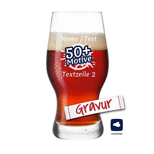 LEONARDO Bierglas mit Gravur personalisiert/Namen, Biergläser graviert, Geschenk Geburtstag Vatertag Jahrestag Oktoberfest, Geschenkidee Männer/Papa (TAVERNA, 500 ml) von LALALO