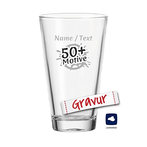 LEONARDO Ciao Trinkglas/Wasserglas mit Gravur personalisiert/Namen Text Motiv, Glas graviert als Geschenk zum Geburtstag Jahrestag Hochzeit Verlobung, Geschenkidee Frauen Männer Mama Papa von LALALO