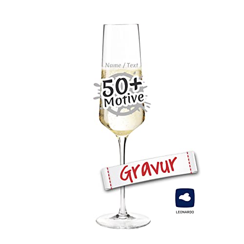 LEONARDO Sektglas mit Gravur personalisiert/Namen Text Motiv, Sekt-Glas graviert als Geschenk zum Geburtstag Jahrestag Hochzeit Verlobung Silvester Einweihung Richtfest (PUCCINI, 280 ml) von LALALO