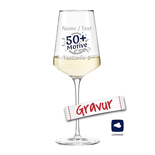 LEONARDO Weinglas mit Gravur personalisiert/Namen, Weißwein-Glas graviert als Geschenk zum Geburtstag u. Hochzeit, Geschenkidee Frauen Mama (PUCCINI, 400 ml) von LALALO