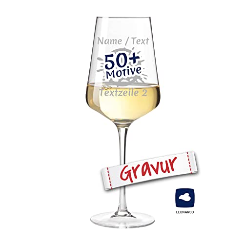 LEONARDO Weinglas mit Gravur personalisiert/Namen, Weißwein-Glas graviert als Geschenk zum Geburtstag u. Hochzeit, Geschenkidee Frauen Männer Mama Papa (PUCCINI, 560 ml) von LALALO