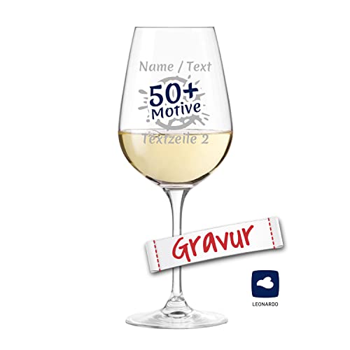 LEONARDO Weinglas mit Gravur personalisiert/Namen, Weißwein-Glas graviert als Geschenk zum Geburtstag Hochzeit, Geschenkidee Frauen Männer Mama Papa (TIVOLI, 450 ml) von LALALO