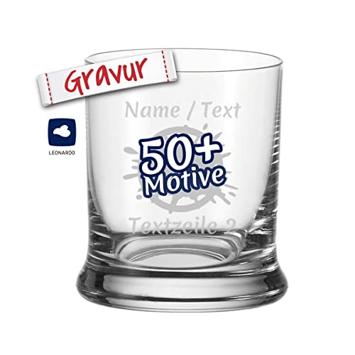LEONARDO Whiskyglas mit Gravur personalisiert/Namen, Whisky Geschenk graviert zum Geburtstag, Whiskey Glas für Genießer (Whiskyglas, 350 ml) von LALALO