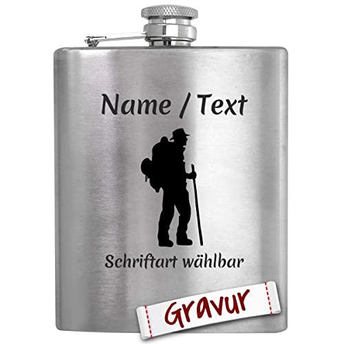 Wandern Geschenk Flachmann Set mit Gravur/Spruch personalisiert, Wanderer Geschenke für Frau, Mann, Oma, Opa, Geschenkidee zum Geburtstag, Ostern, Weihnachten, Ruhestand von LALALO