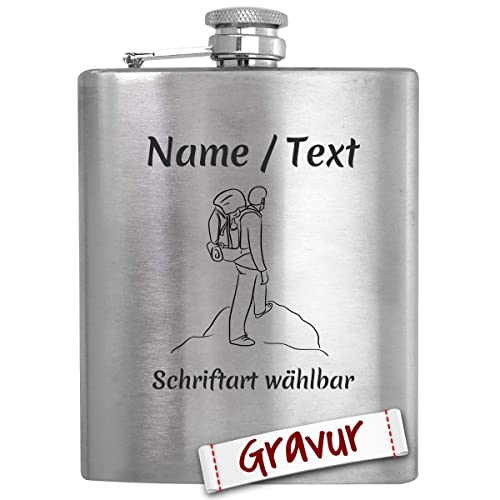 Wandern Geschenk Flachmann Set mit Gravur/Spruch personalisiert, Wanderer Geschenke für Frau, Mann, Oma, Opa, Geschenkidee zum Geburtstag, Ostern, Weihnachten, Ruhestand von LALALO