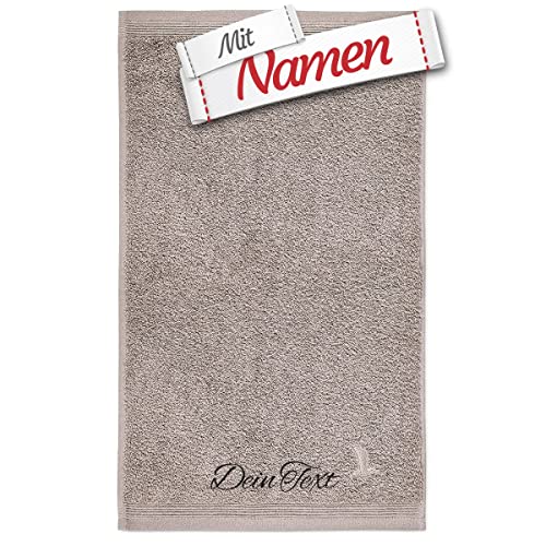 möve Superwuschel Duschtuch mit Namen Bestickt, 80x150 Cashmere Grau Baumwolle, Personalisiert bestickte Duschtücher zum Baden, Frottee Duschtuch besticken Lassen von LALALO